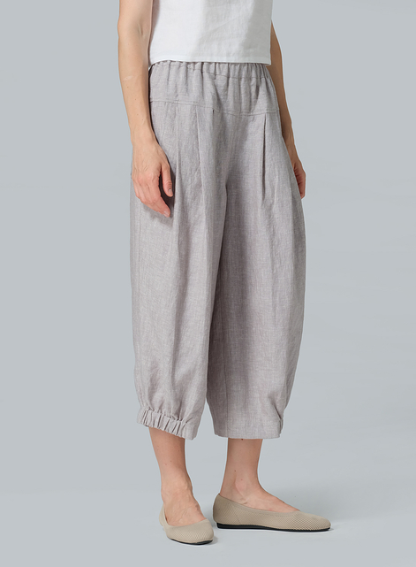 Linen Crumple Effect Harem Pants (Long)