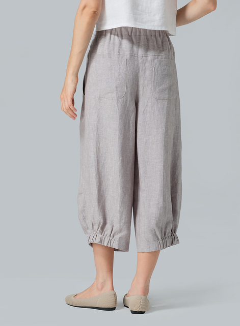 Linen Crumple Effect Harem Pants (Long)