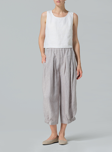 Linen Crumple Effect Harem Pants (Long)