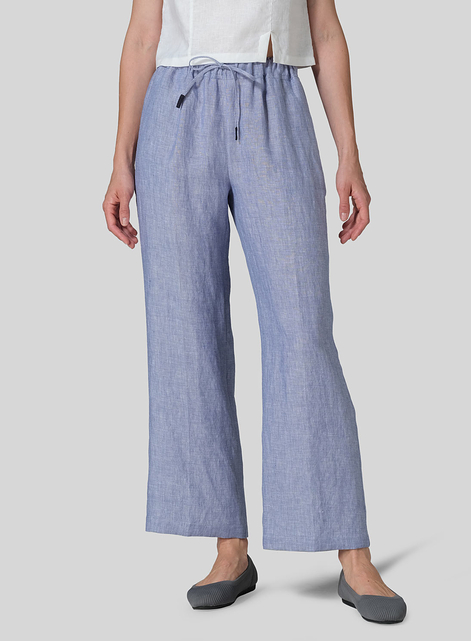 Linen Straight Pull-On Pants