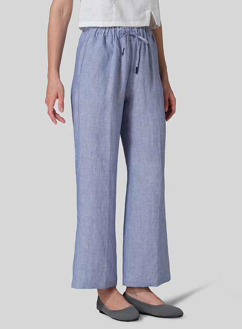 Linen Straight Pull-On Pants