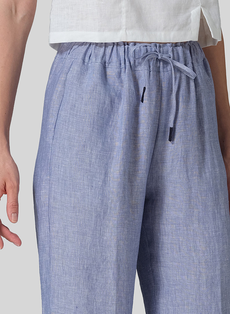 Linen Straight Pull-On Pants