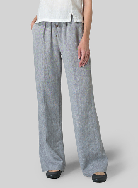 Linen Long Straight Pull-On Pants