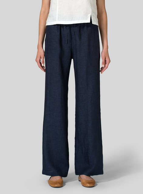 Linen Long Straight Pull-On Pants