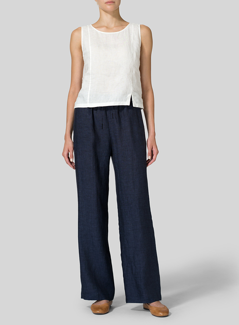 Linen Long Straight Pull-On Pants