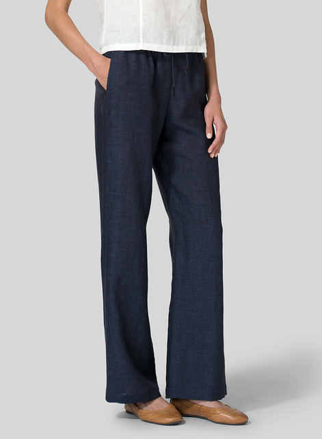 Linen Long Straight Pull-On Pants