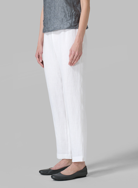 Linen Narrow Ankle Length Cropped Pants