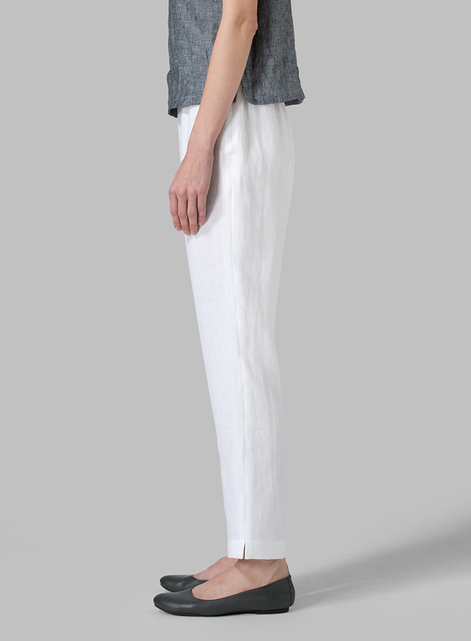 Linen Narrow Ankle Length Cropped Pants