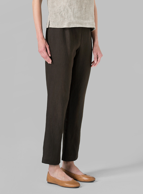 Linen Narrow Ankle Length Cropped Pants