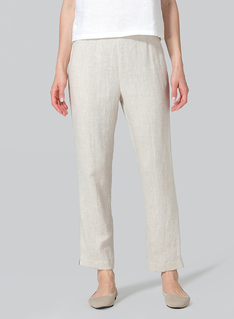 Linen Narrow Ankle Length Cropped Pants