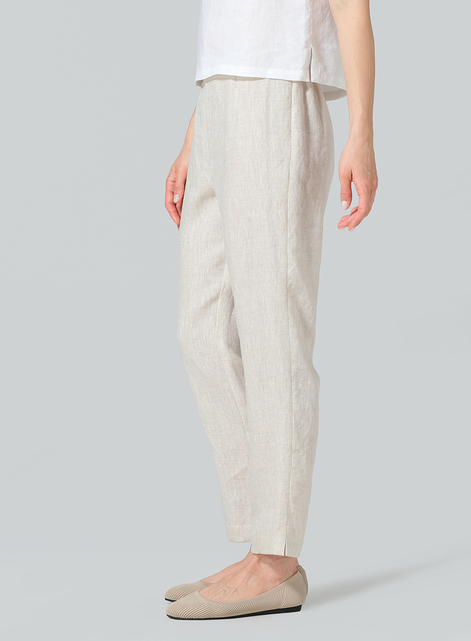 Linen Narrow Ankle Length Cropped Pants