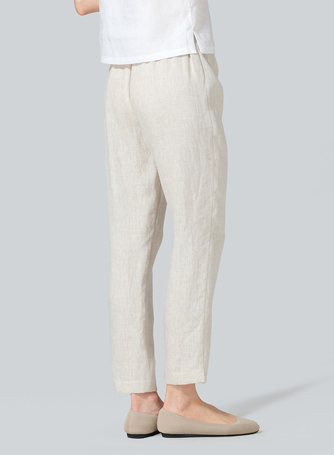 Linen Narrow Ankle Length Cropped Pants