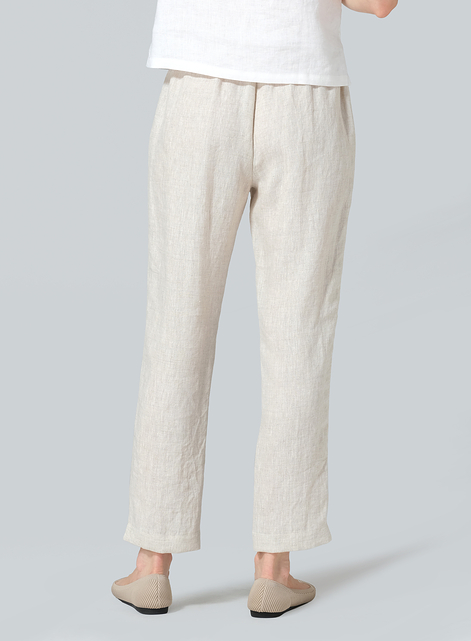 Linen Narrow Ankle Length Cropped Pants