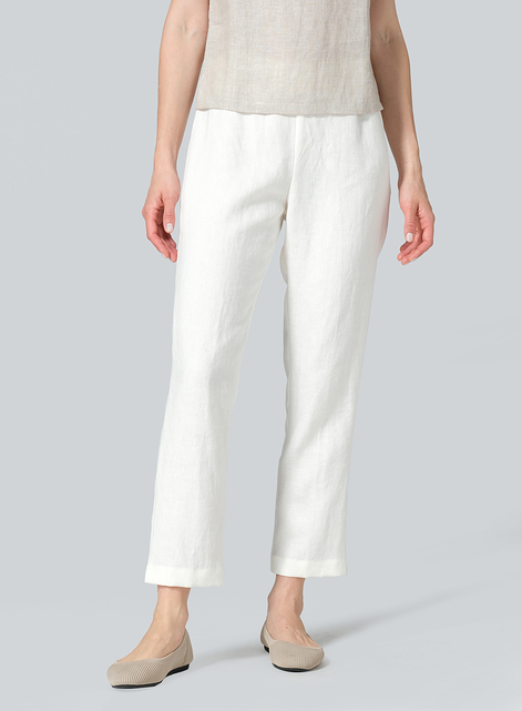 Linen Narrow Ankle Length Cropped Pants