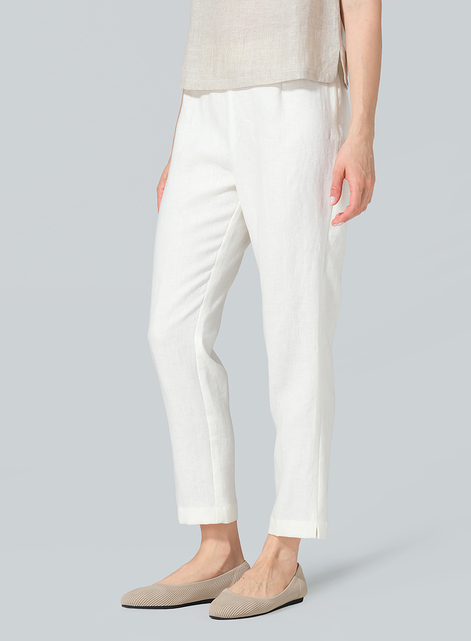 Linen Narrow Ankle Length Cropped Pants