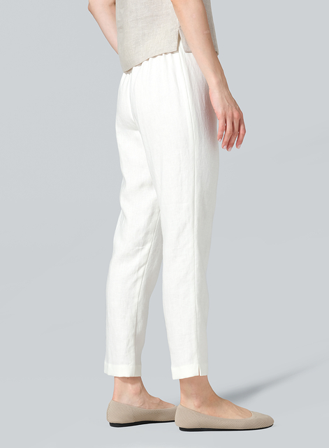 Linen Narrow Ankle Length Cropped Pants