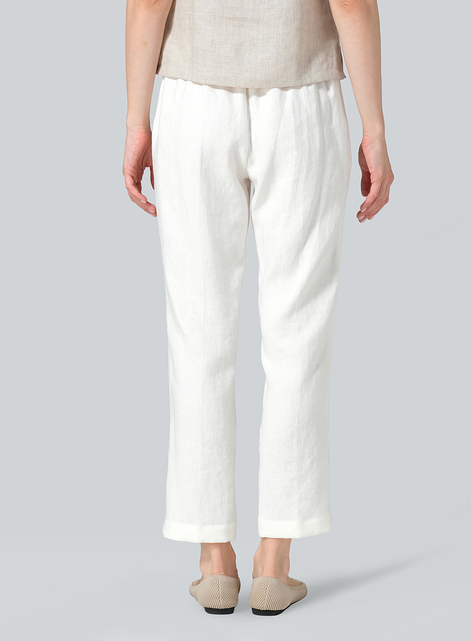 Linen Narrow Ankle Length Cropped Pants