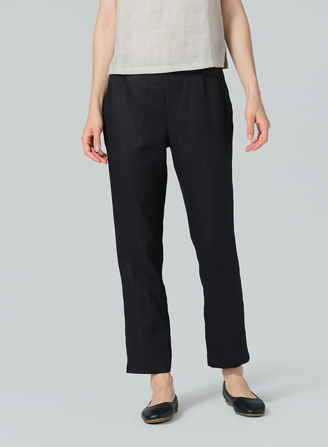 Linen Narrow Ankle Length Cropped Pants