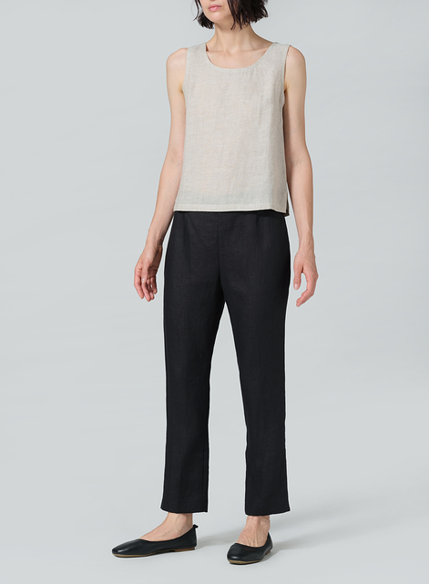 Linen Narrow Ankle Length Cropped Pants