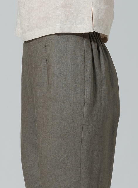 Linen Narrow Ankle Length Cropped Pants