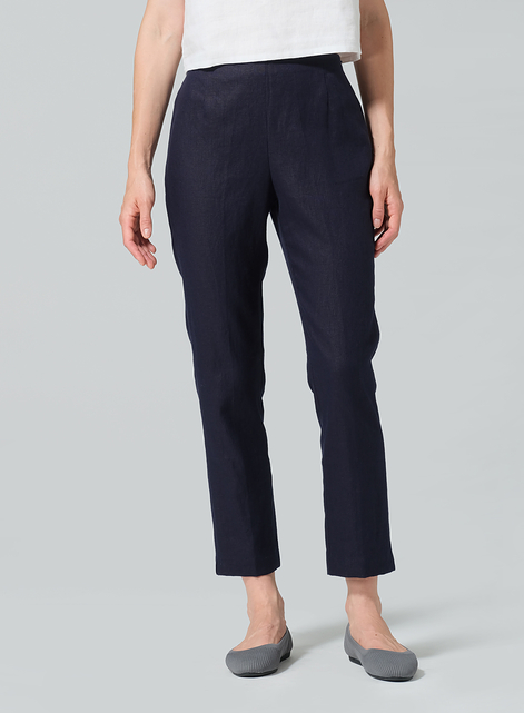 Linen Narrow Ankle Length Cropped Pants