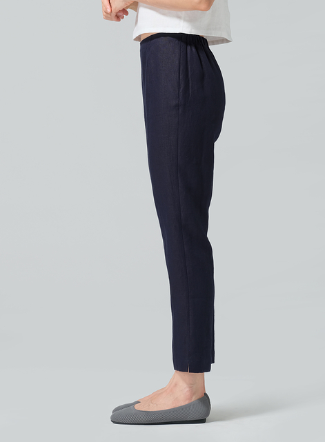 Linen Narrow Ankle Length Cropped Pants