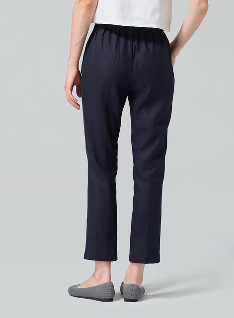 Linen Narrow Ankle Length Cropped Pants