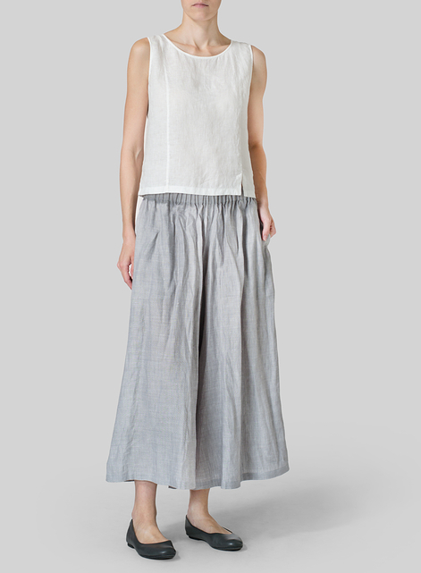 Linen Low Rise Wide Leg Pants