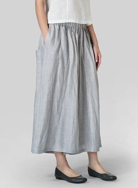 Linen Low Rise Wide Leg Pants