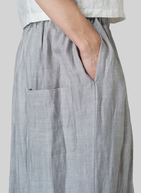 Linen Low Rise Wide Leg Pants