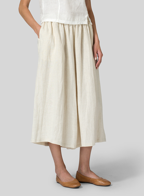 Linen Low Rise Wide Leg Pants