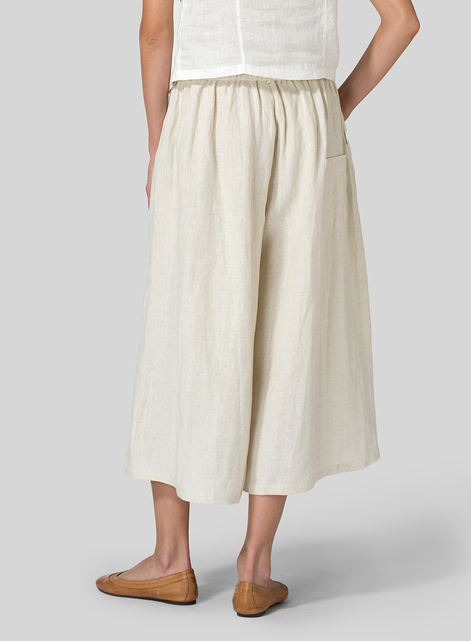 Linen Low Rise Wide Leg Pants