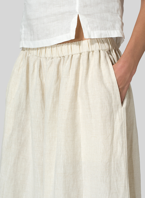 Linen Low Rise Wide Leg Pants