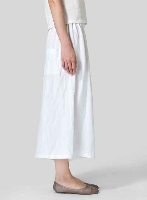 Linen Low Rise Wide Leg Pants