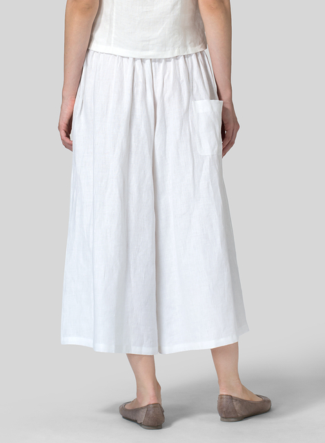 Linen Low Rise Wide Leg Pants