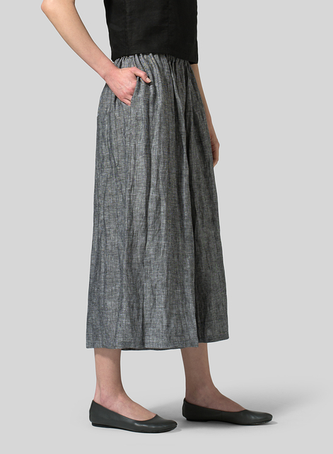 Linen Low Rise Wide Leg Pants