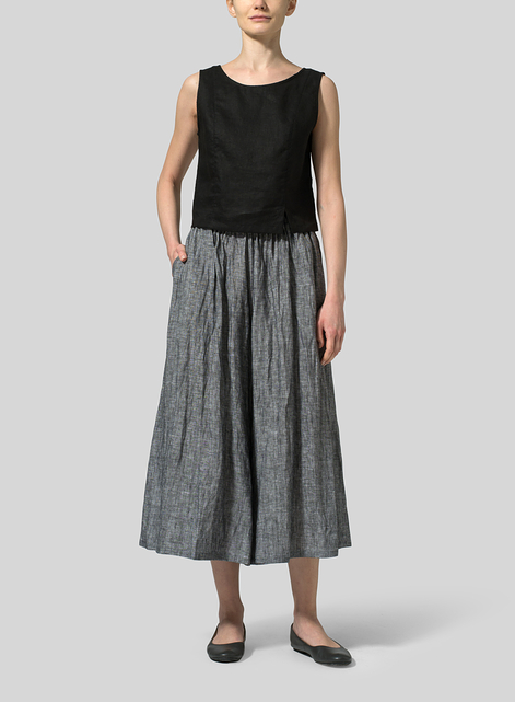 Linen Low Rise Wide Leg Pants