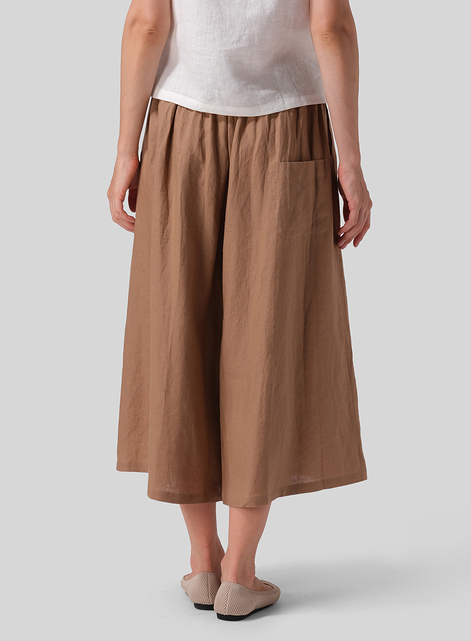 Linen Low Rise Wide Leg Pants