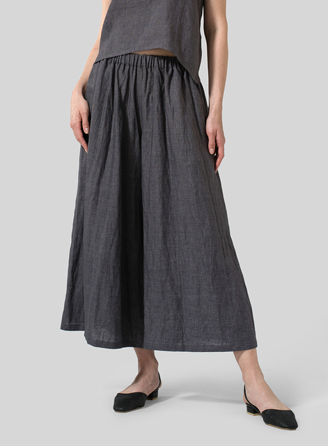 Linen Low Rise Wide Leg Long Pants