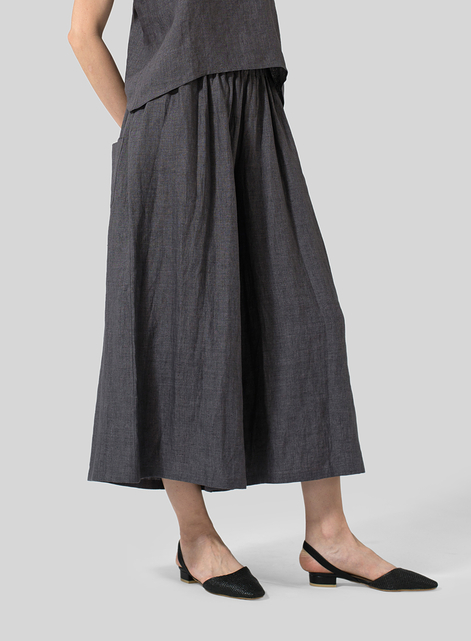 Linen Low Rise Wide Leg Long Pants