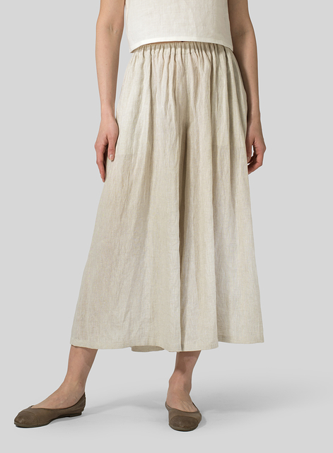 Linen Low Rise Wide Leg Long Pants