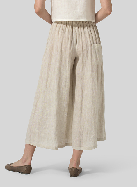 Linen Low Rise Wide Leg Long Pants