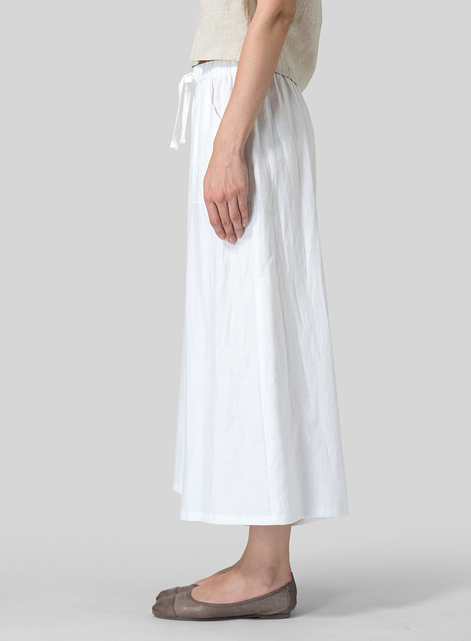 Linen Full Elastic Wide Leg Pants