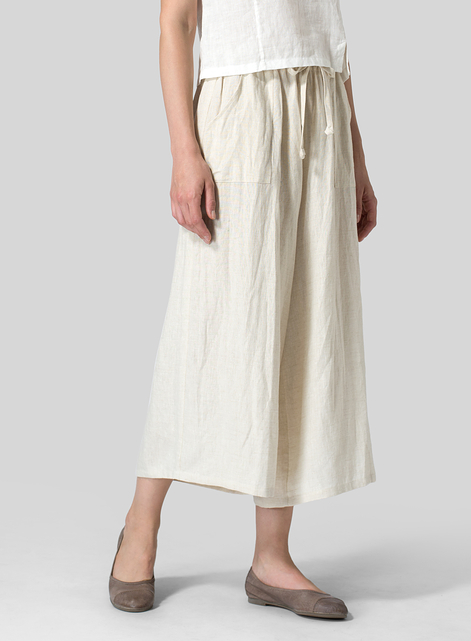 Linen Full Elastic Wide Leg Pants