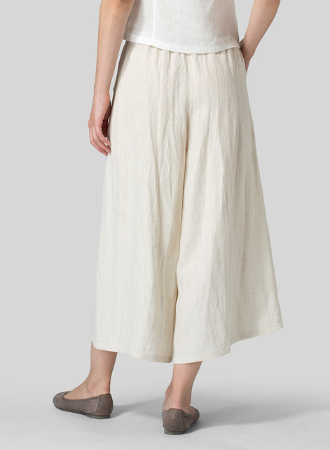 Linen Full Elastic Wide Leg Pants