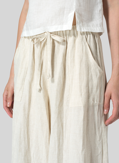 Linen Full Elastic Wide Leg Pants