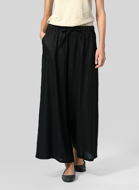 Linen Full Elastic Wide Leg Culottes