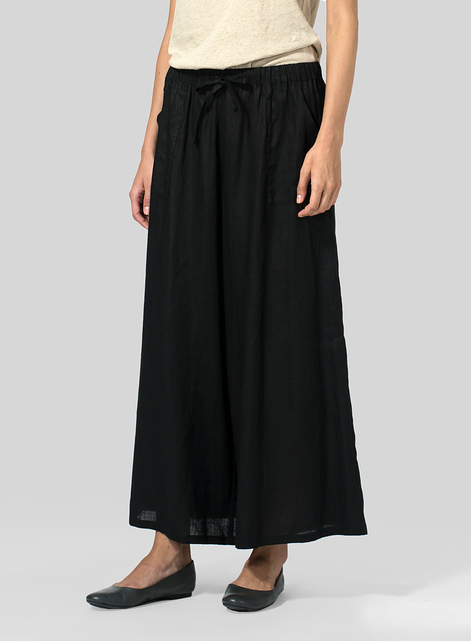 Linen Full Elastic Wide Leg Culottes