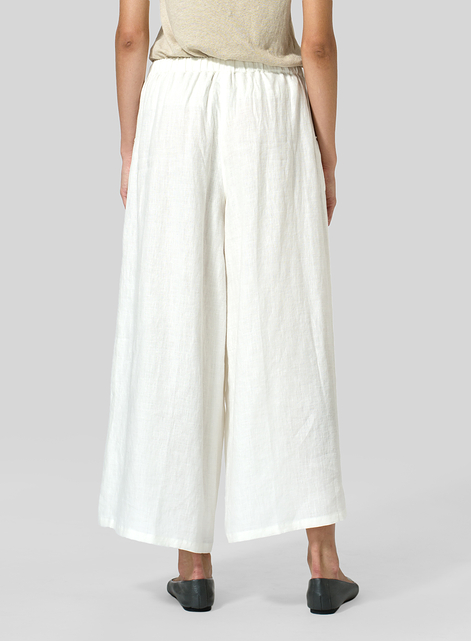 Linen Full Elastic Wide Leg Culottes