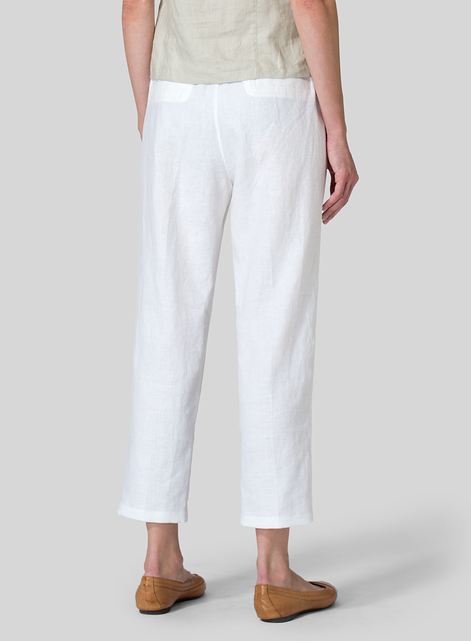 Linen Low Rise Narrow-Leg Cropped Pants